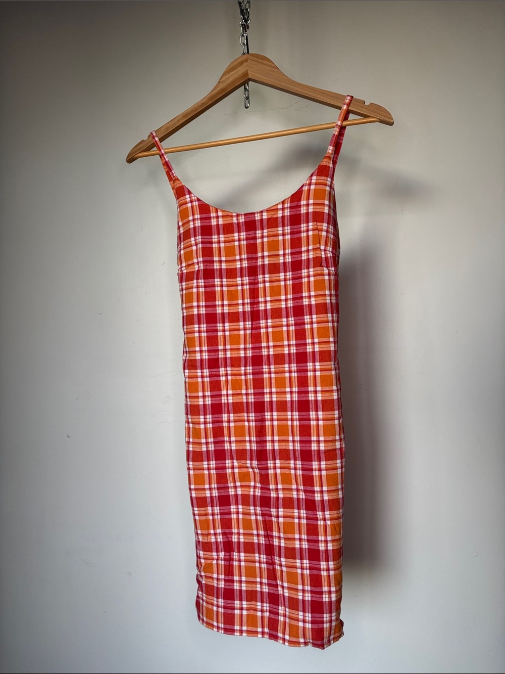 Vintage California Concepts Red & Orange Plaid Mini Dress